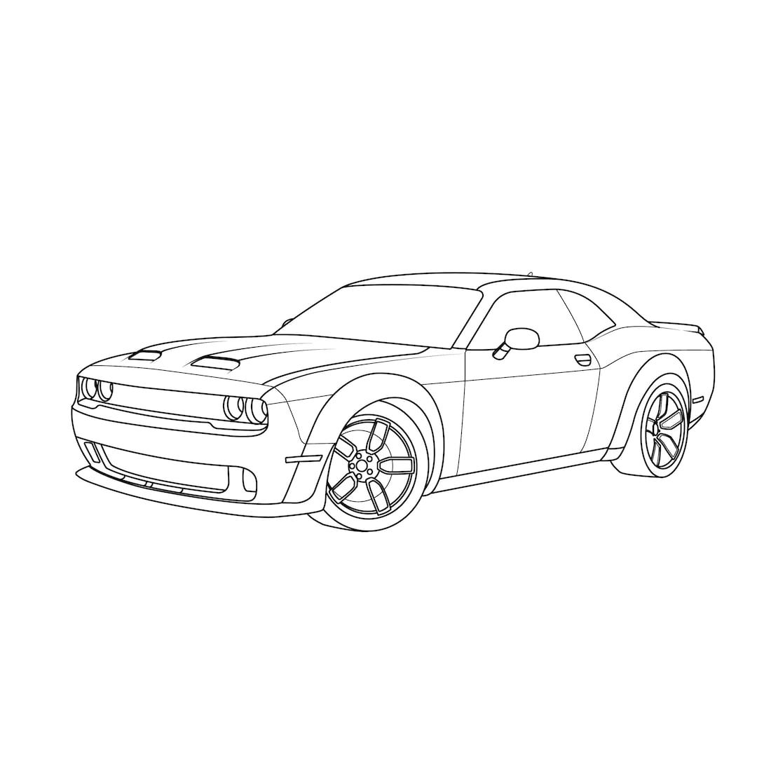Dodge Challenger 2019 Car Vector Line Drawing Illustration - Etsy Canada in  2023 | Car drawing easy, Car vector, Cool car drawings