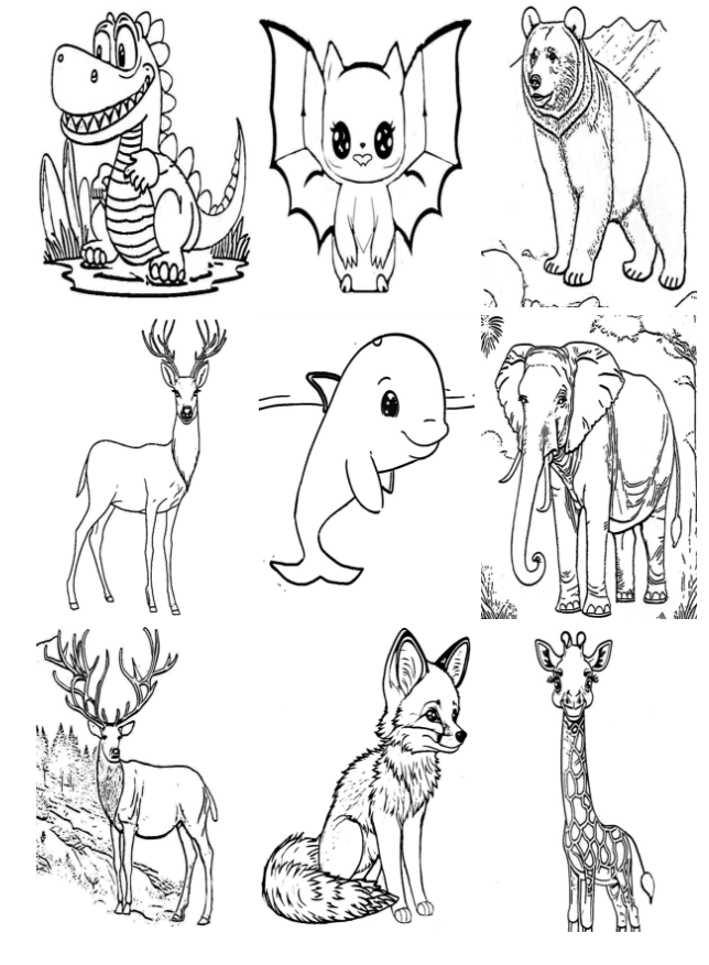 bunch WILD ANIMALS coloring pages ...