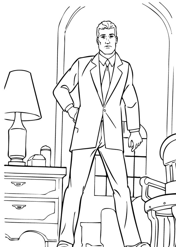 Bruce wayne in his house coloring pages - Hellokids.com