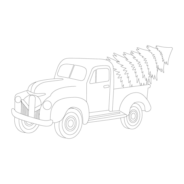 Premium Vector | Free christmas truck coloring page