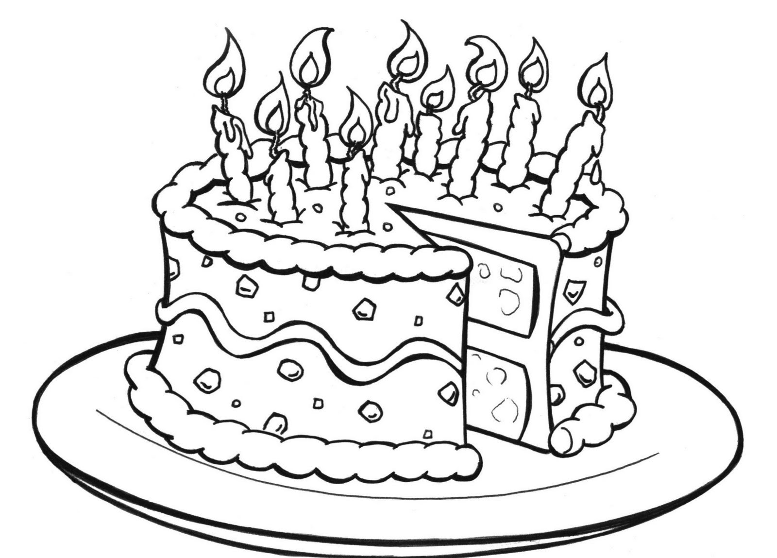 Free Printable Birthday Cake Coloring ...