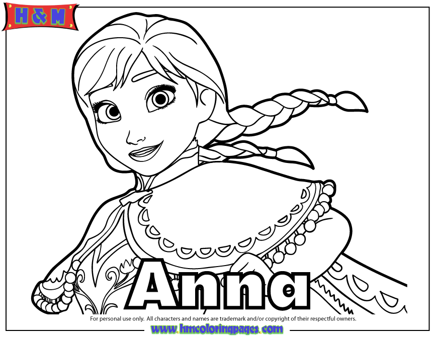 Pretty Anna Of Disney Film Frozen Coloring Page | Free Printable 