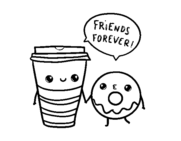 Coffee and donut coloring page - Coloringcrew.com