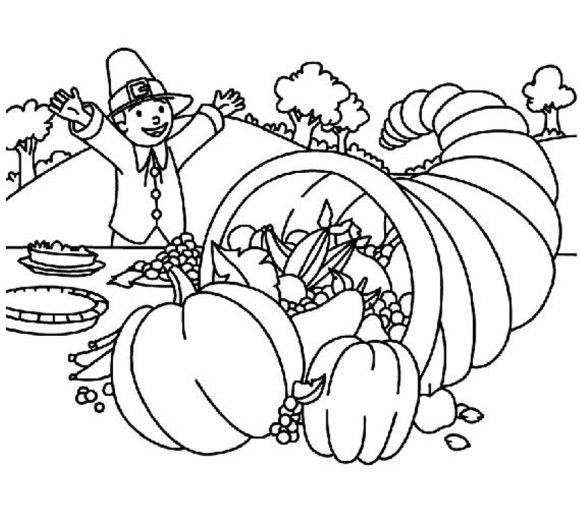 Cornucopia Coloring Pages Printable Thanksgiving | Thanksgiving ...