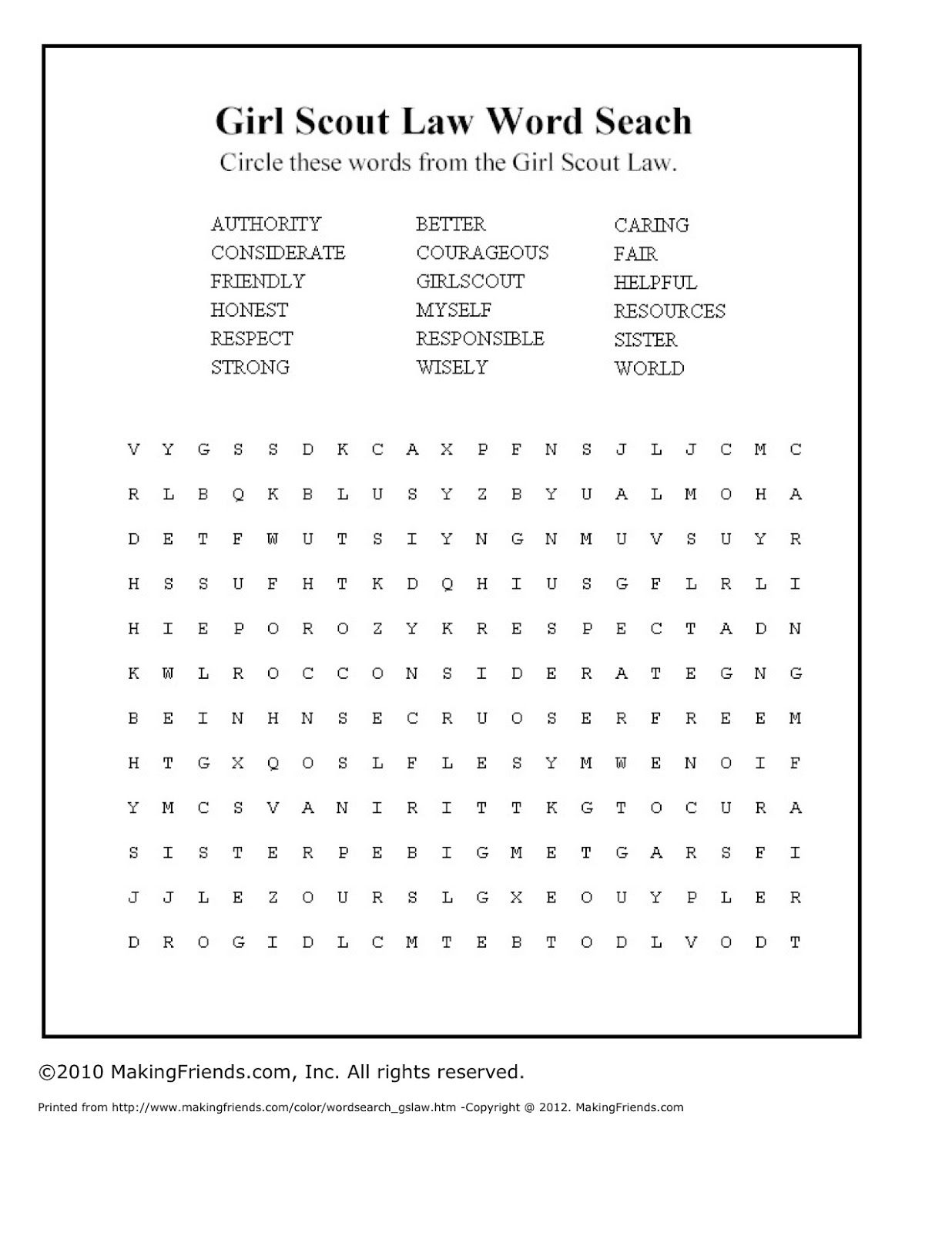 Girl Scout Activity Sheets | Girl ...