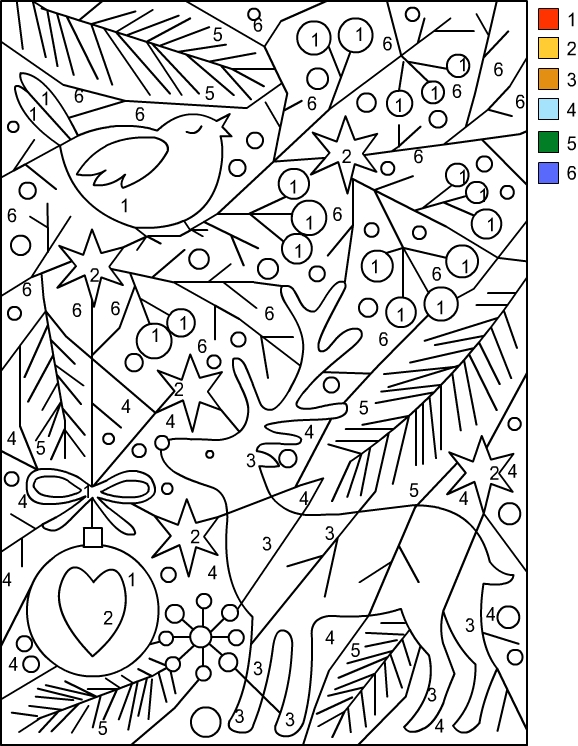 Christmas Color By Number Page Coloring Page