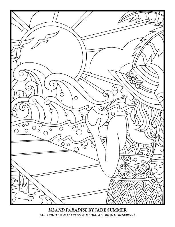 Island Paradise by Jade Summer‎‎‎‎‎‎‎‎‎‎‎‎‎‎‎‎‎‎‎‎‎ | Print Version:  https://www.amazon.com/Jade-Summe… | Summer coloring pages, Cute coloring  pages, Coloring pages