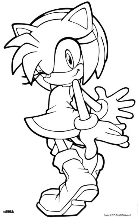 Amy Rose In Sonic Coloring Page Printable | Rose coloring pages ...