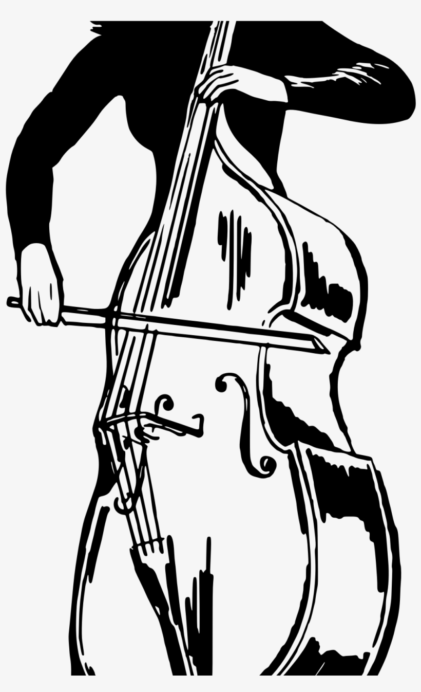 Cello Coloring Page - Double Bass Black And White - 1021x1600 PNG Download  - PNGkit