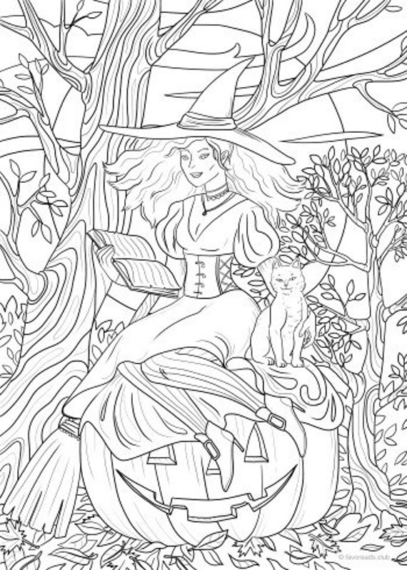 Witchcraft Printable Adult Coloring Page From Favoreads - Etsy