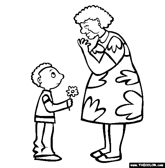Flower For Grandma Online Coloring Page