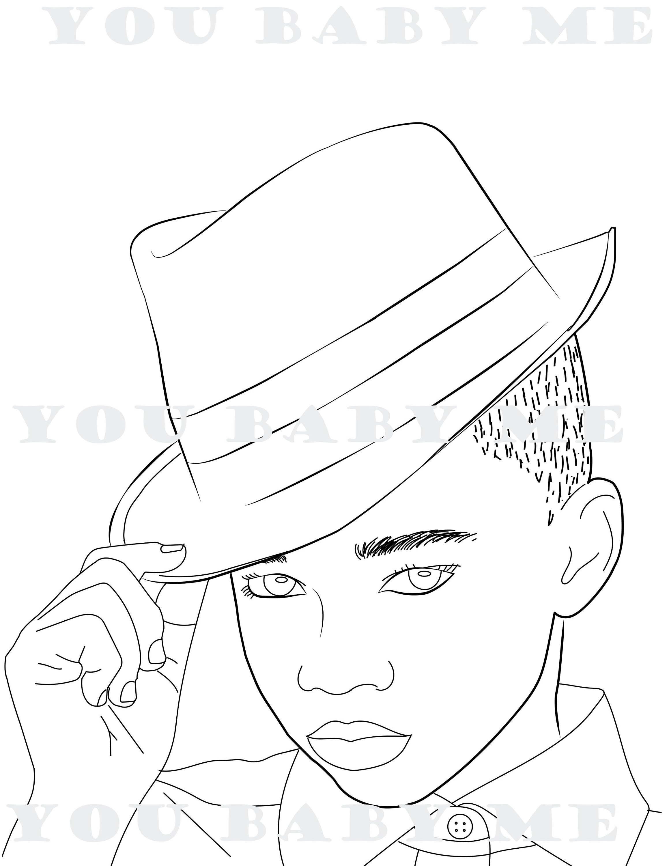 Boy in Fedora Coloring Page Black Boy Coloring Page Coloring - Etsy