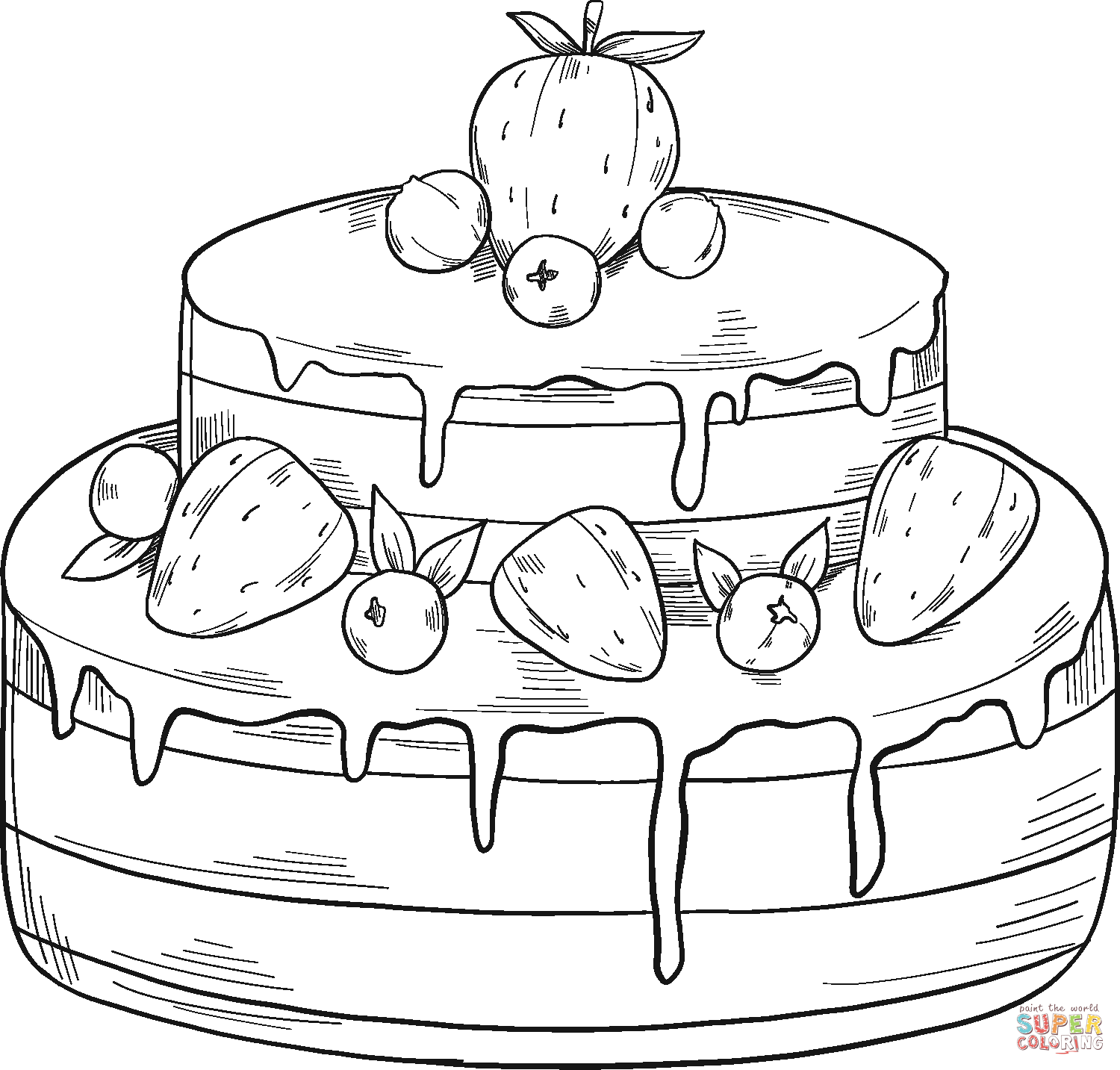 Berry Cake coloring page | Free Printable Coloring Pages