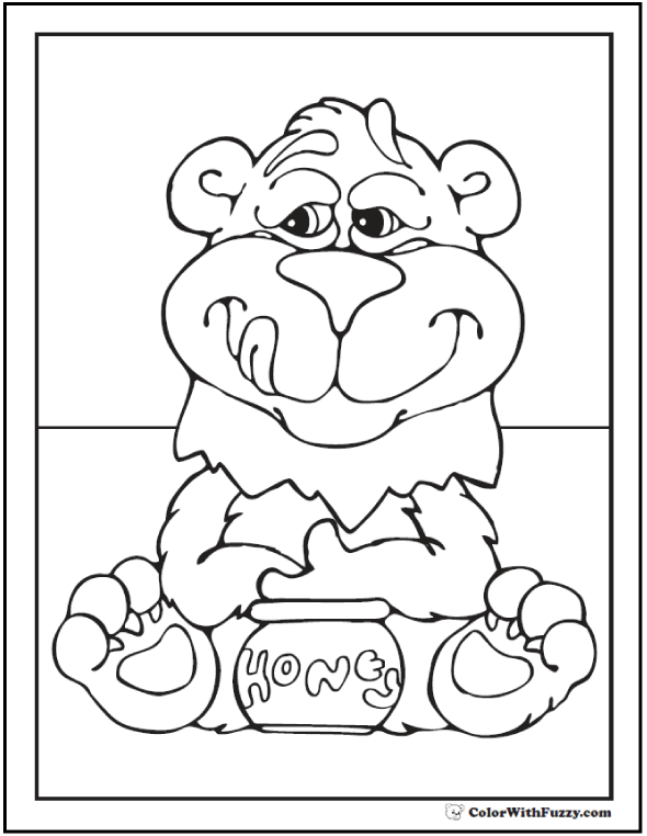 Bear Coloring Sheet: Enjoying the Honey Pot!