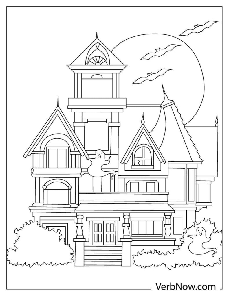 Free HAUNTED HOUSE Coloring Pages & Book for Download (Printable PDF) -  VerbNow
