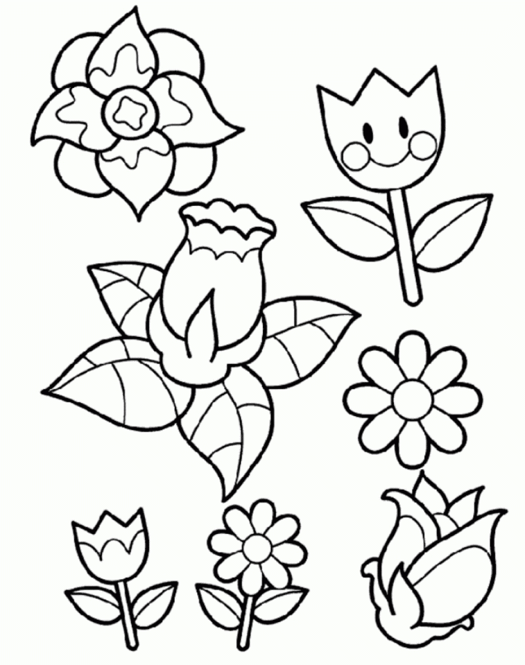 Spring Flowers Coloring Pages For Kids Printable Free Coloing ...