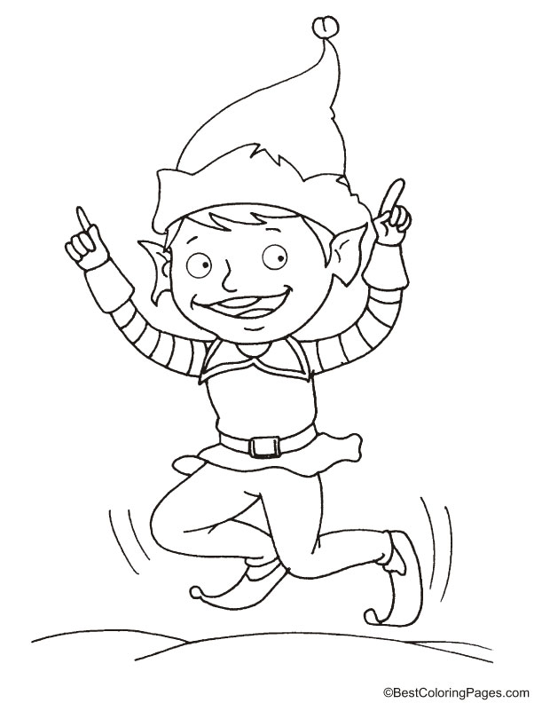 Funny elf dancing coloring page | Download Free Funny elf dancing coloring  page for kids | Best Coloring Pages