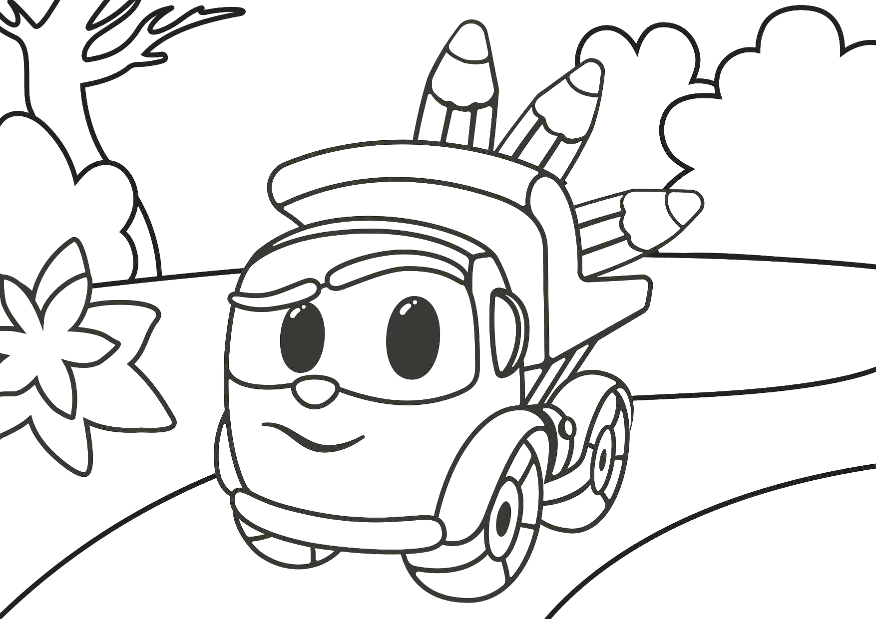 Leo the Truck Coloring Page: Color Leo, Lifty, and Scoop!