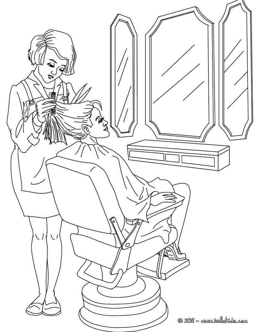 Go green and color this Hairdresser coloring page. Amazing way for kids to  discover job. More original conten… | Coloring books, Coloring book pages, Coloring  pages