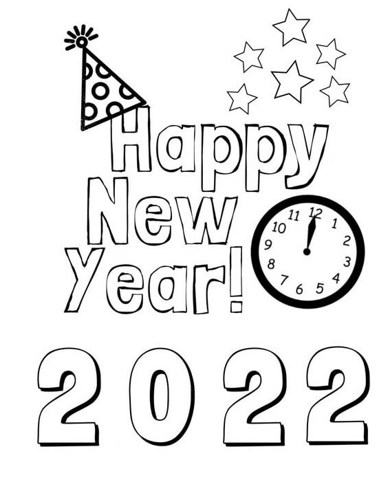 2022 New Year 1 Coloring Page - Free Printable Coloring Pages for Kids