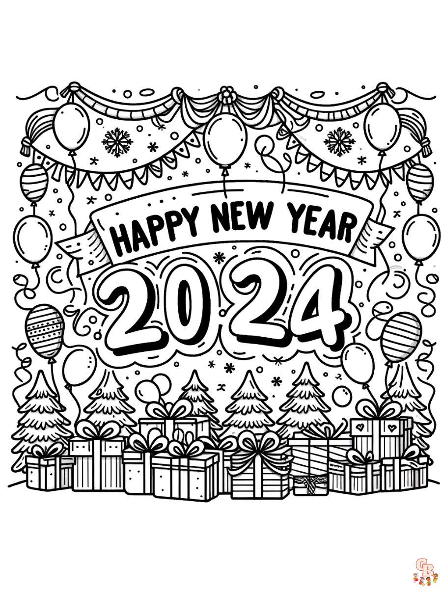 Happy New Year 2024 Coloring Pages Coloring Nation