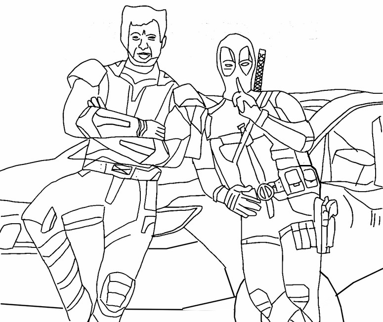 Coloring page Deadpool and Wolverine ...