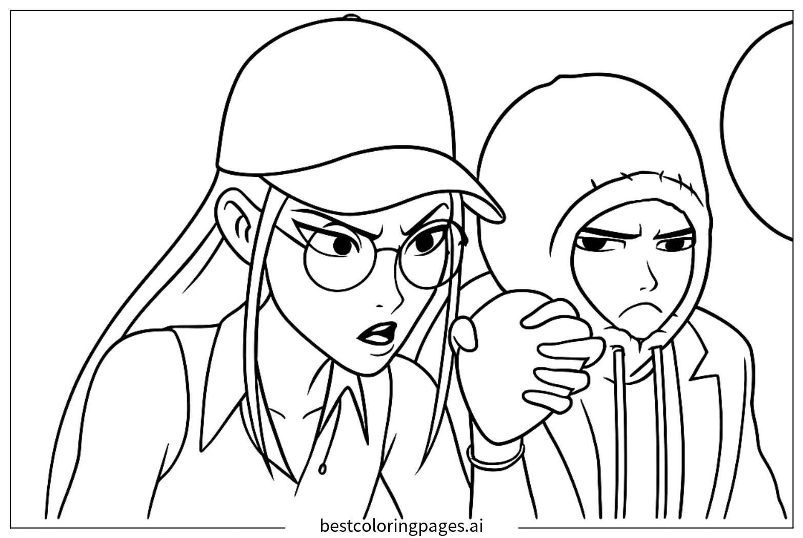 Rumi and Mira in Action Coloring Page - Free Printable | BestColoringPages  AI