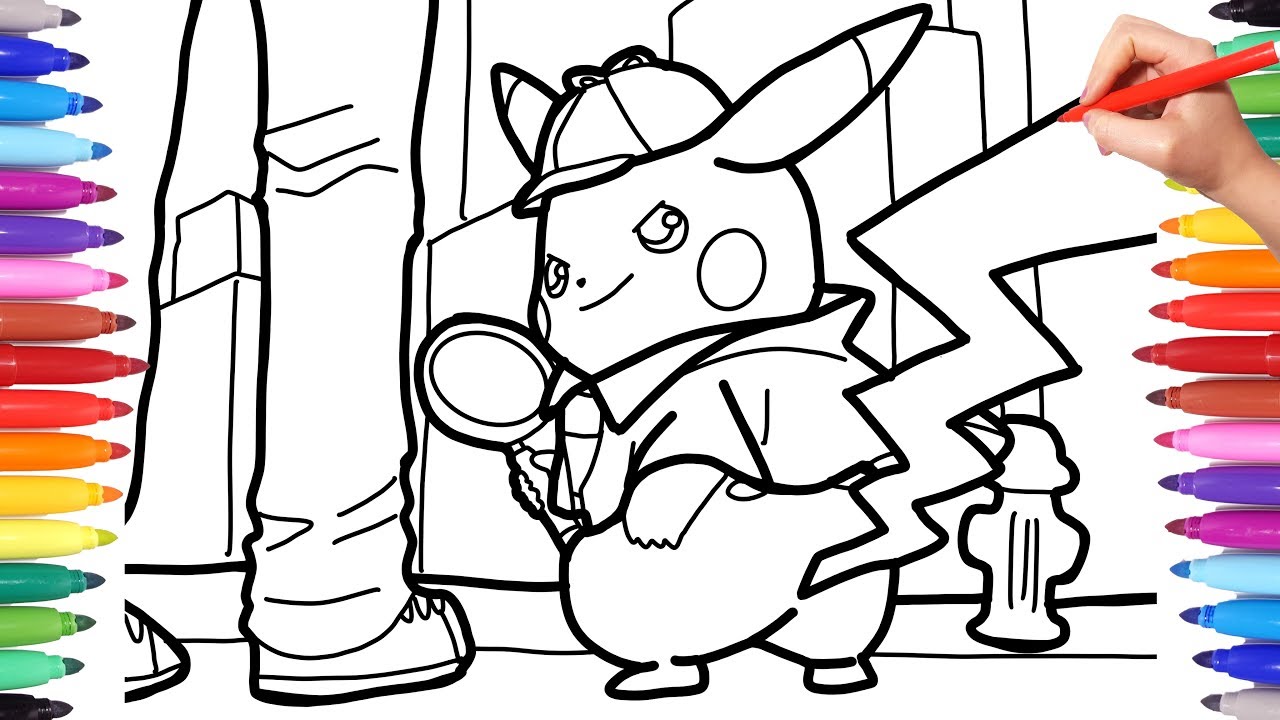 Detective Pikachu Coloring Pages for Kids, How to Draw Pokèmon Detective  Pikachu for Kids