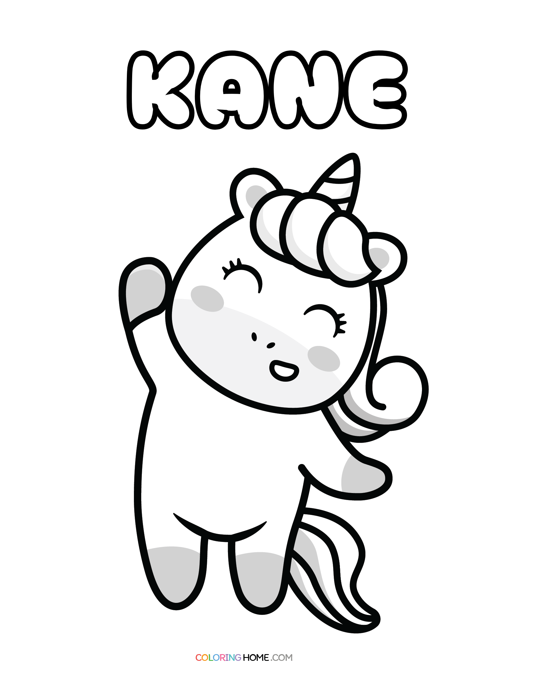 Kane unicorn coloring page