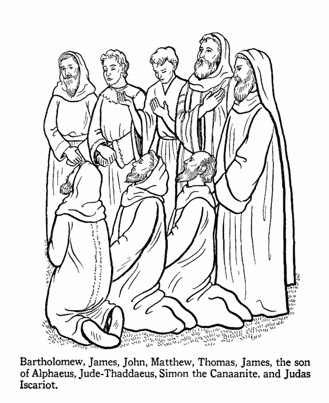 Apostles Coloring Pages - All 12 apostles - 6 | Bible coloring pages, Jesus coloring  pages, Bible coloring