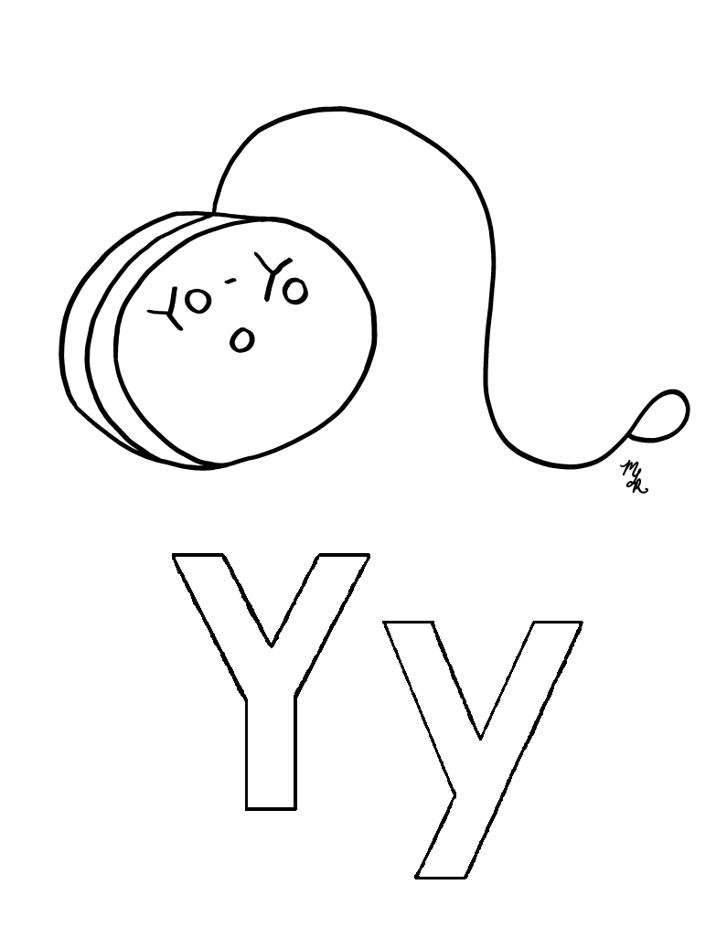 Y is for Yo-Yo Coloring-Page | Crayon Action Coloring Pages