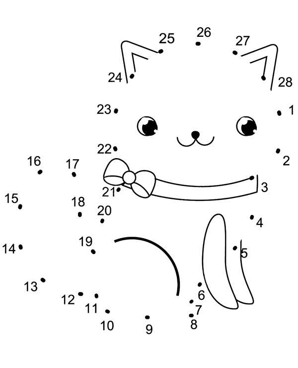 Printable dot to dot worksheet kitten- Topcoloringpages.net