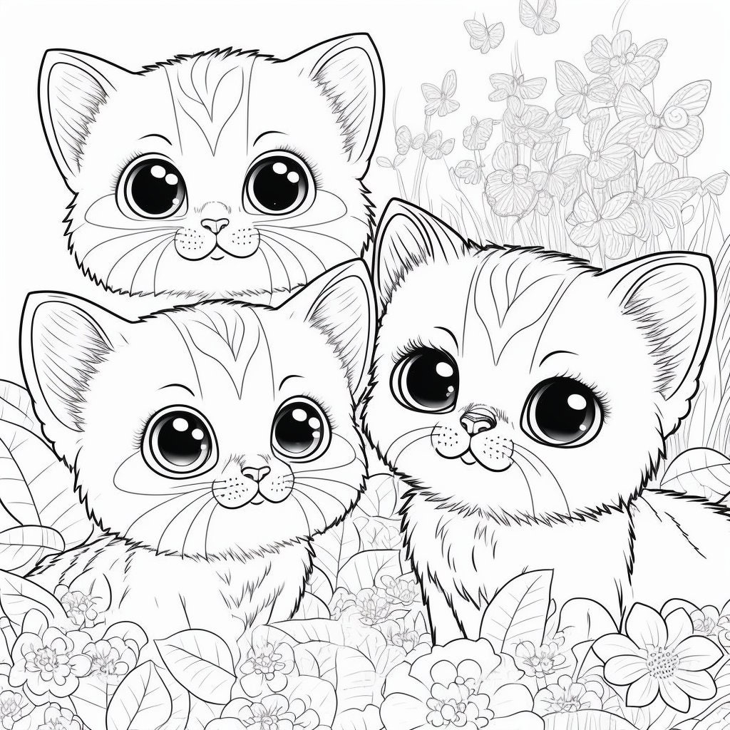 Cat Coloring - Etsy