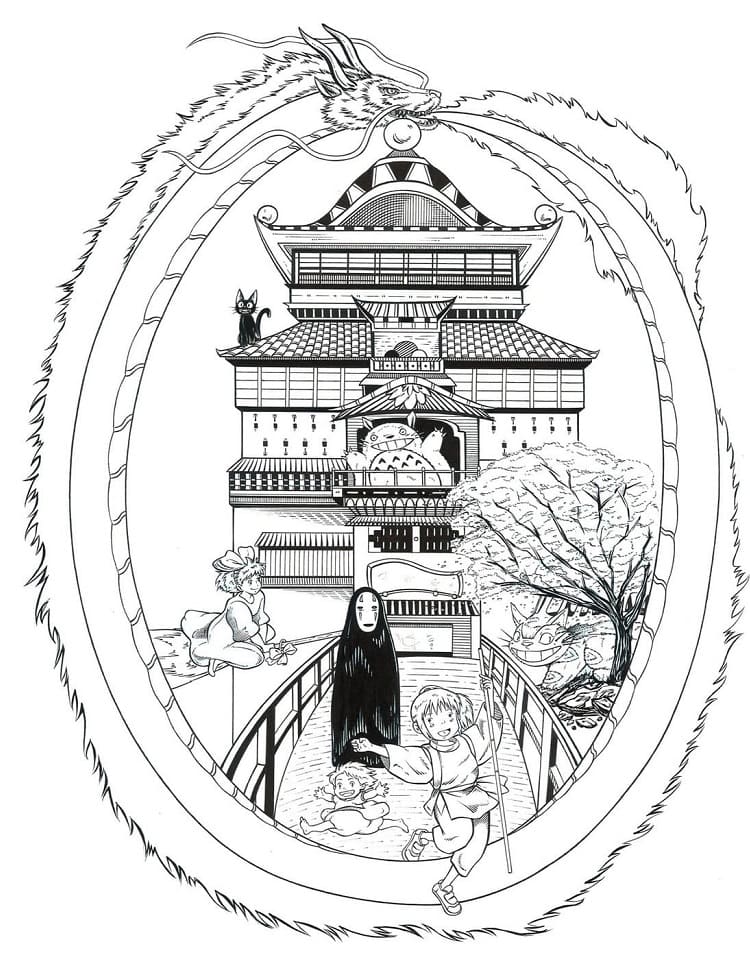 Spirited Away coloring book to print and online