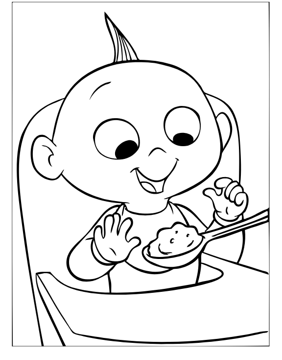 Jack Jack Parr Eating Coloring Page - Free Printable Coloring Pages for Kids