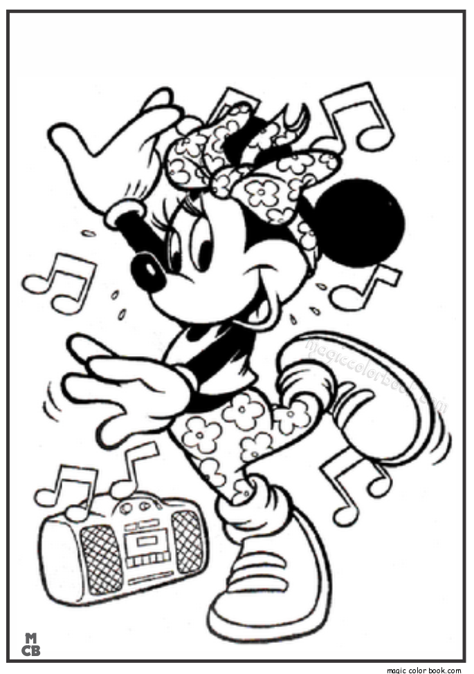 Minnie mouse hip hop dance coloring pages