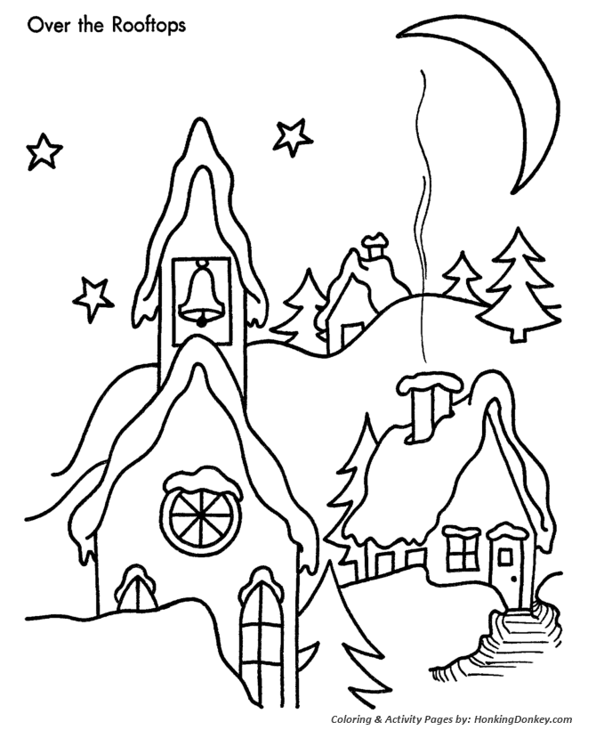 Christmas Eve Coloring Pages - Santa flies his Sleigh Christmas Coloring  Sheet | HonkingDonkey