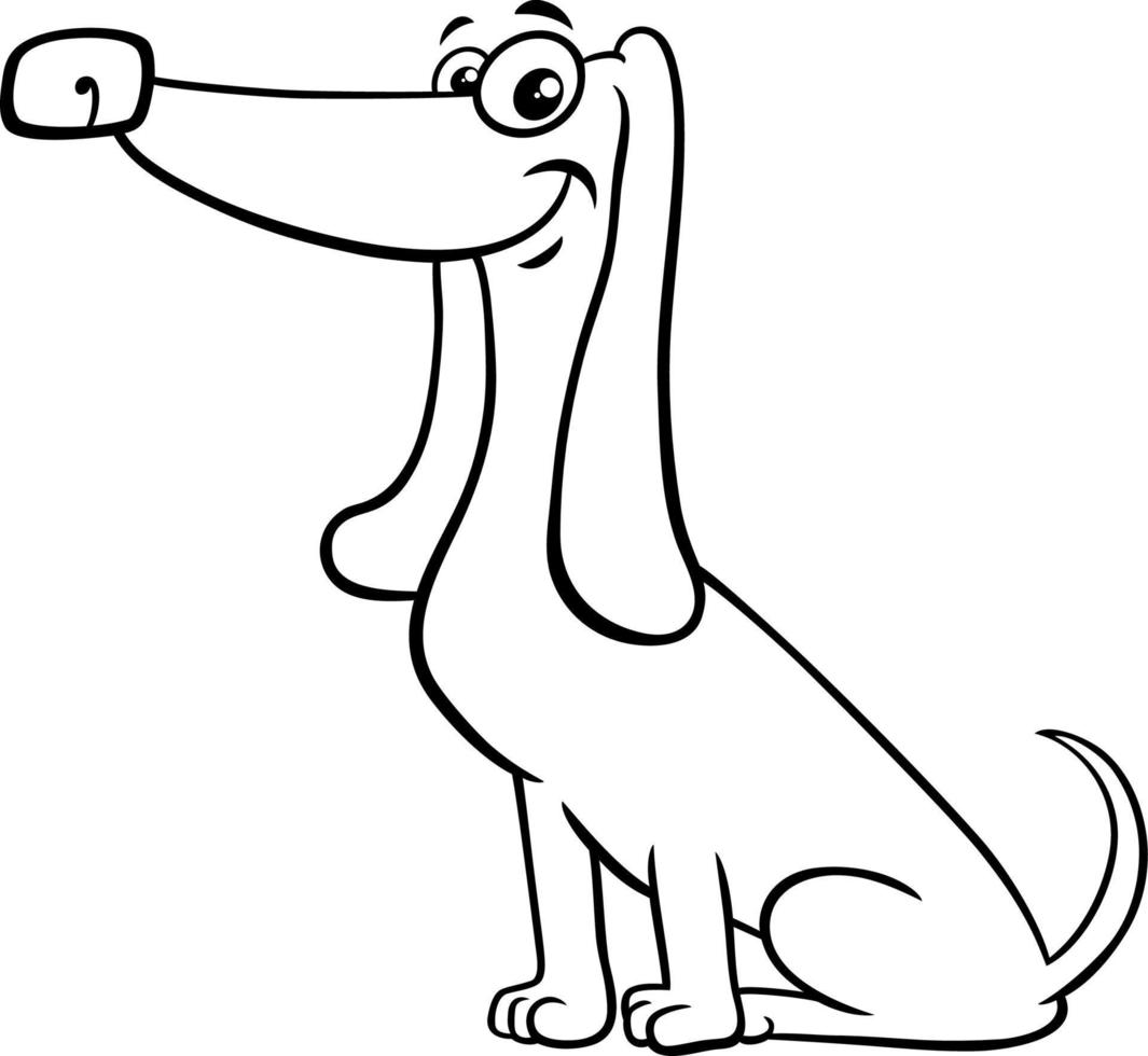 funny cartoon purebred dachshund dog coloring page 14459739 Vector Art at  Vecteezy