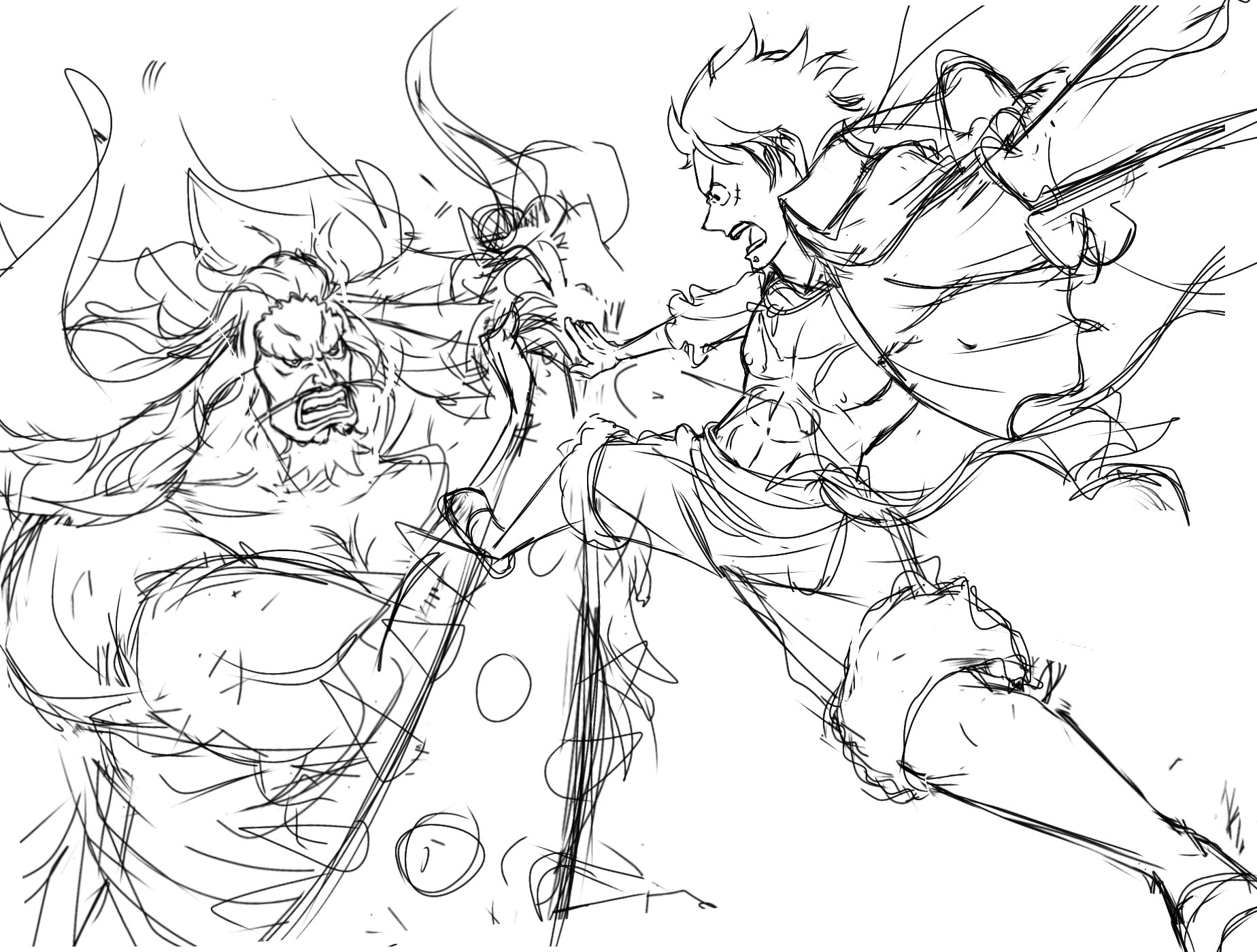 Luffy vs Kaido fanart wip . . . #LUFFY ...