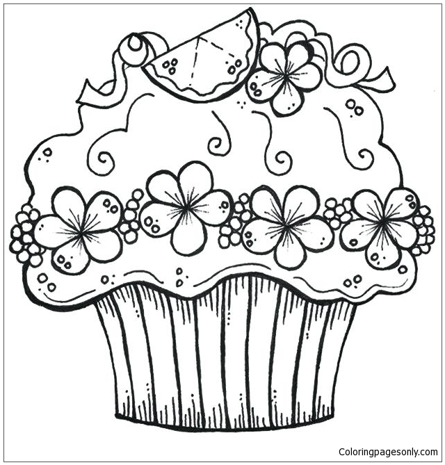 Cute Birthday Cupcake Coloring Pages - Desserts Coloring Pages - Coloring  Pages For Kids And Adults