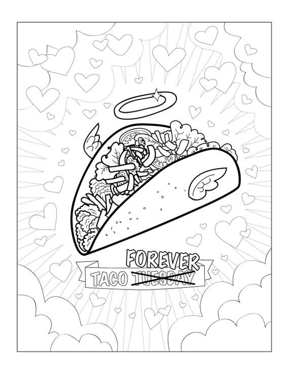 Funny Taco Printable Pdf Adult Coloring ...