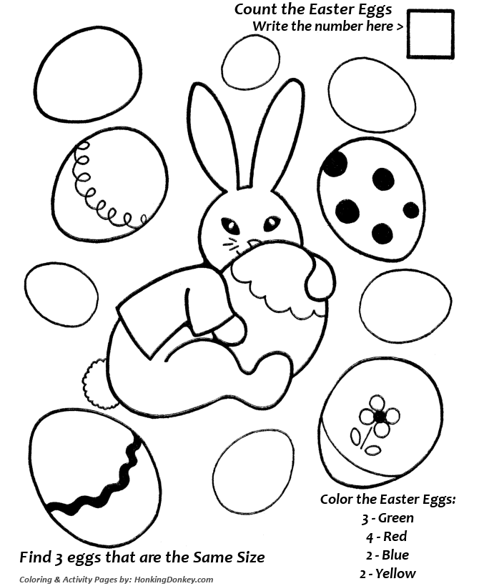 Easter Egg Coloring Pages - Color and Count Coloring Sheet 