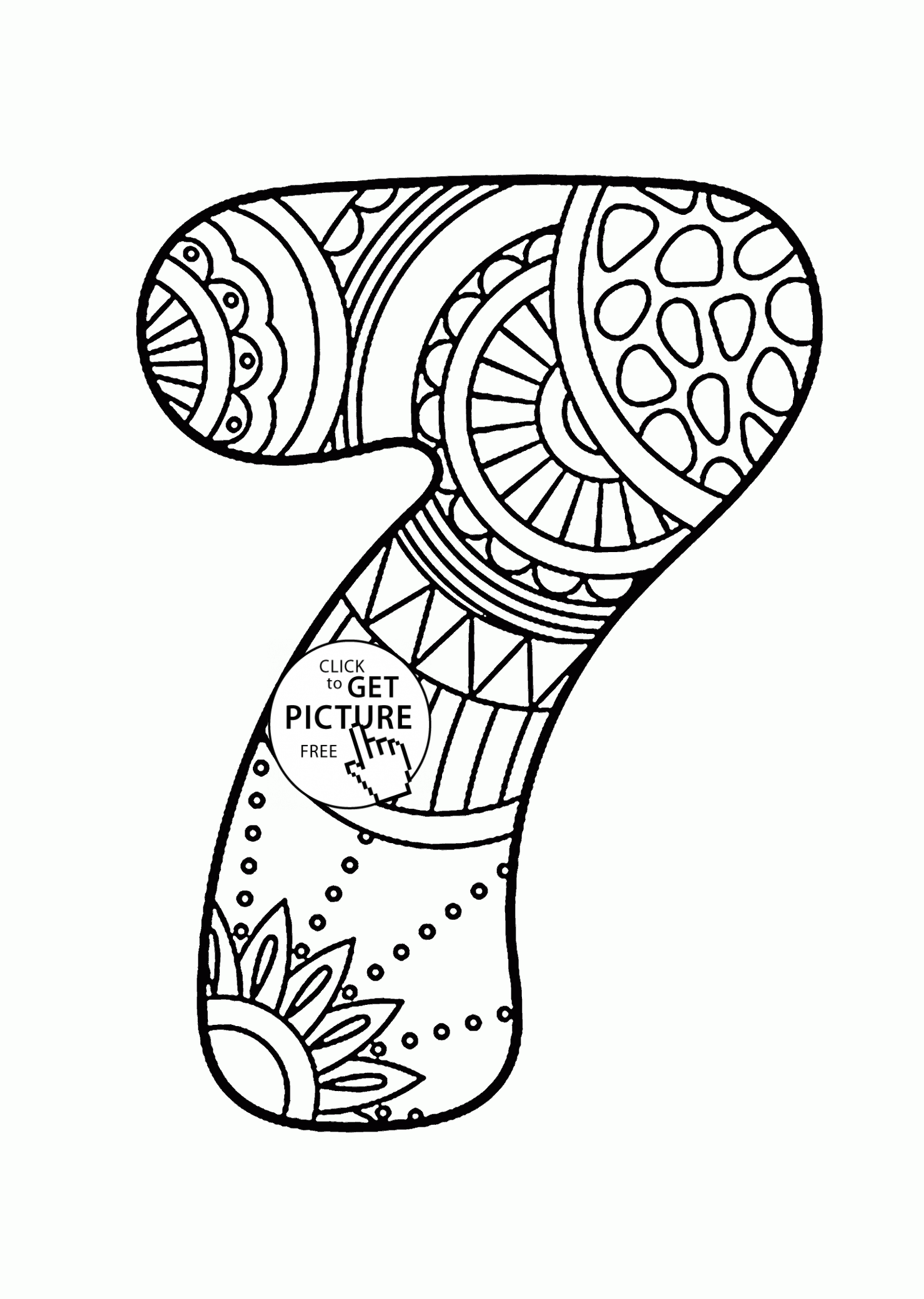 Pattern Number 7 coloring pages for kids, counting numbers ...