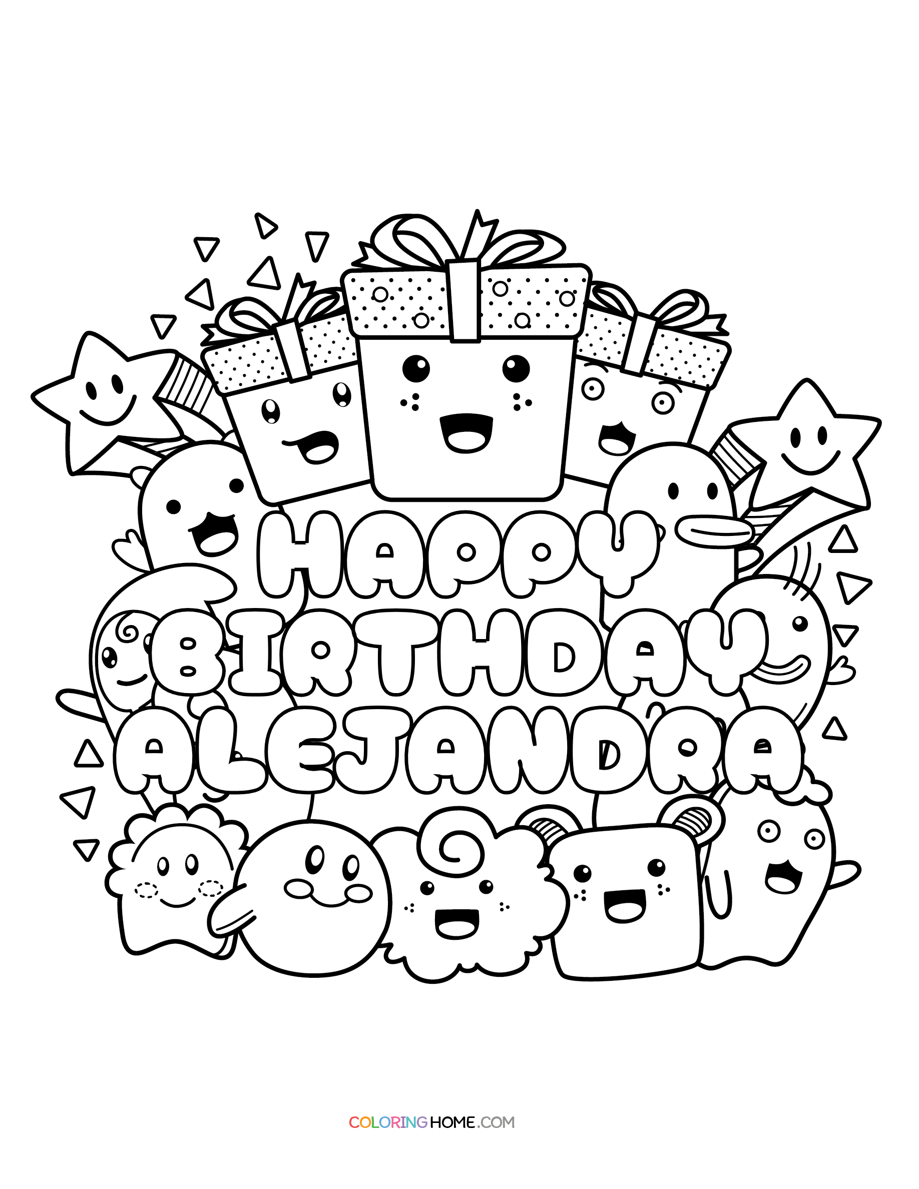 Happy Birthday Alejandra coloring page