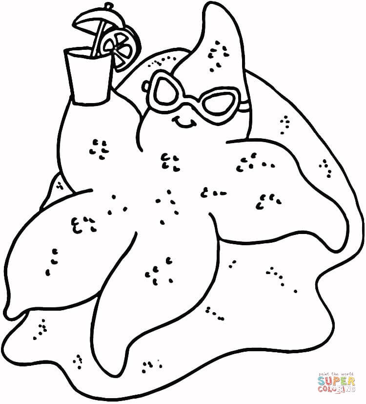 Starfish on the Beach coloring page | Free Printable Coloring Pages