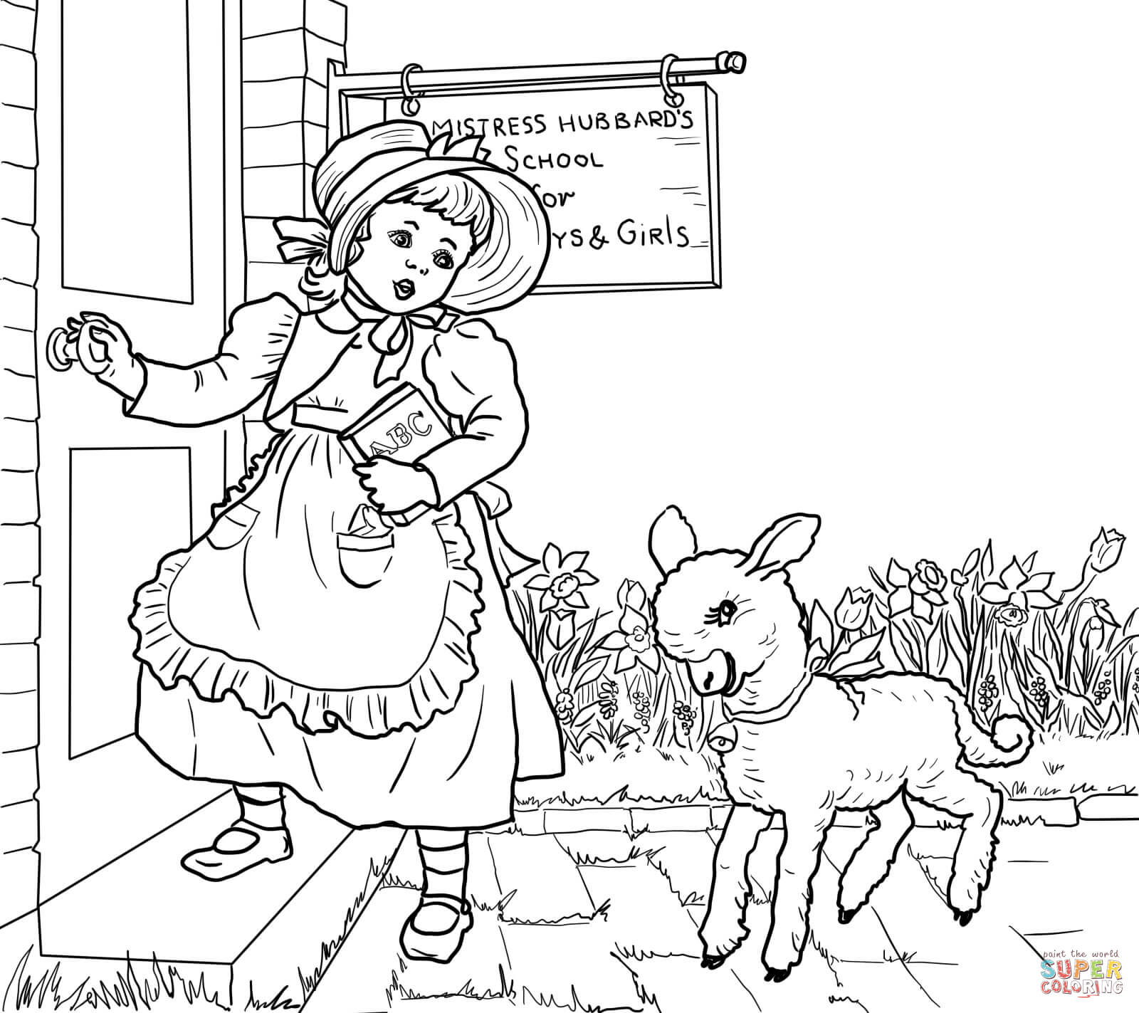 Mary Had a Little Lamb Nursery Rhyme coloring page | Free ...