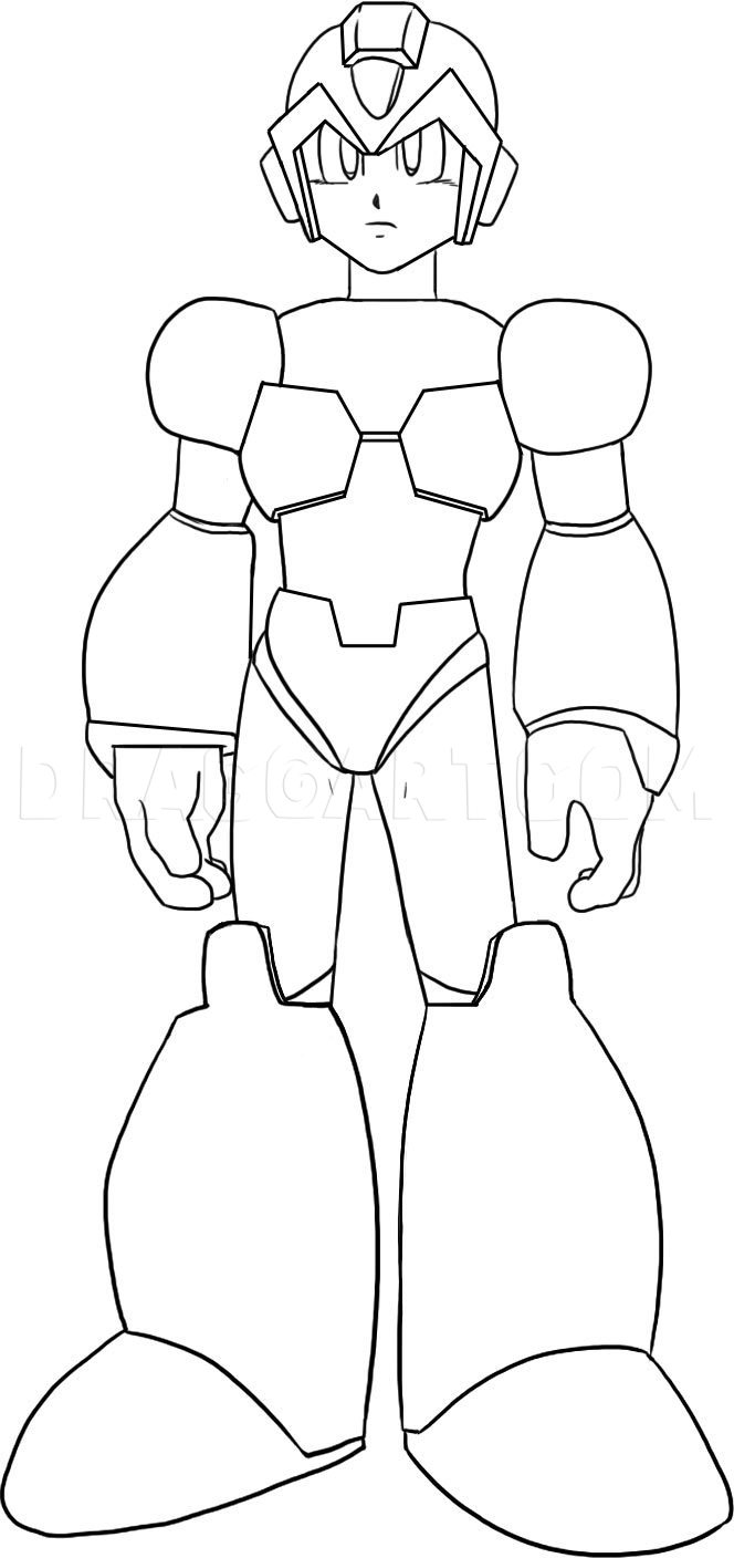 How to Draw Megaman, Coloring Page, Trace Drawing