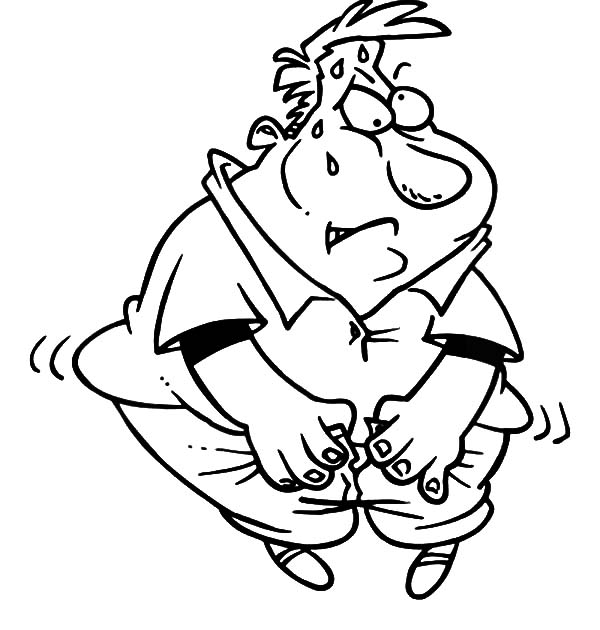 Fat Boy Feeling Stomach Ache Coloring Pages - NetArt
