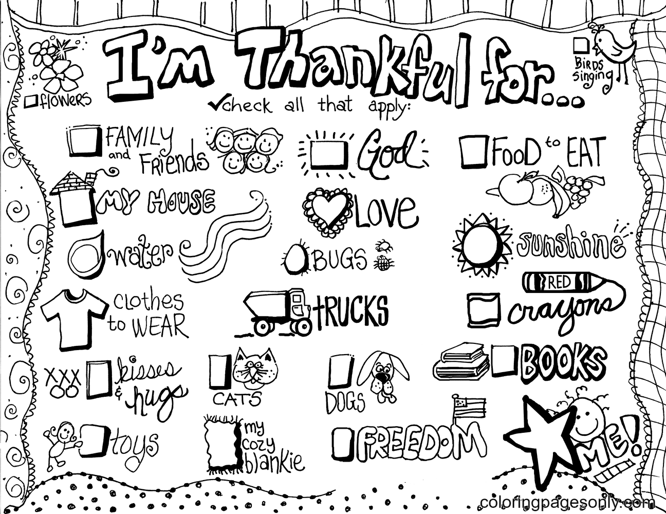 I Am Thankful For Coloring Pages - Coloring Pages For Kids And Adults