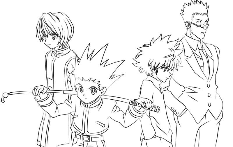 Kurapika, Gon, Killua and Leorio Coloring Pages - Hunter x Hunter Coloring  Pages - Coloring Pages For Kids And Adults